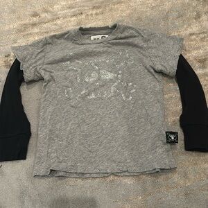 Nununu long sleeve tshirt 18-24 month with silver glitter skull